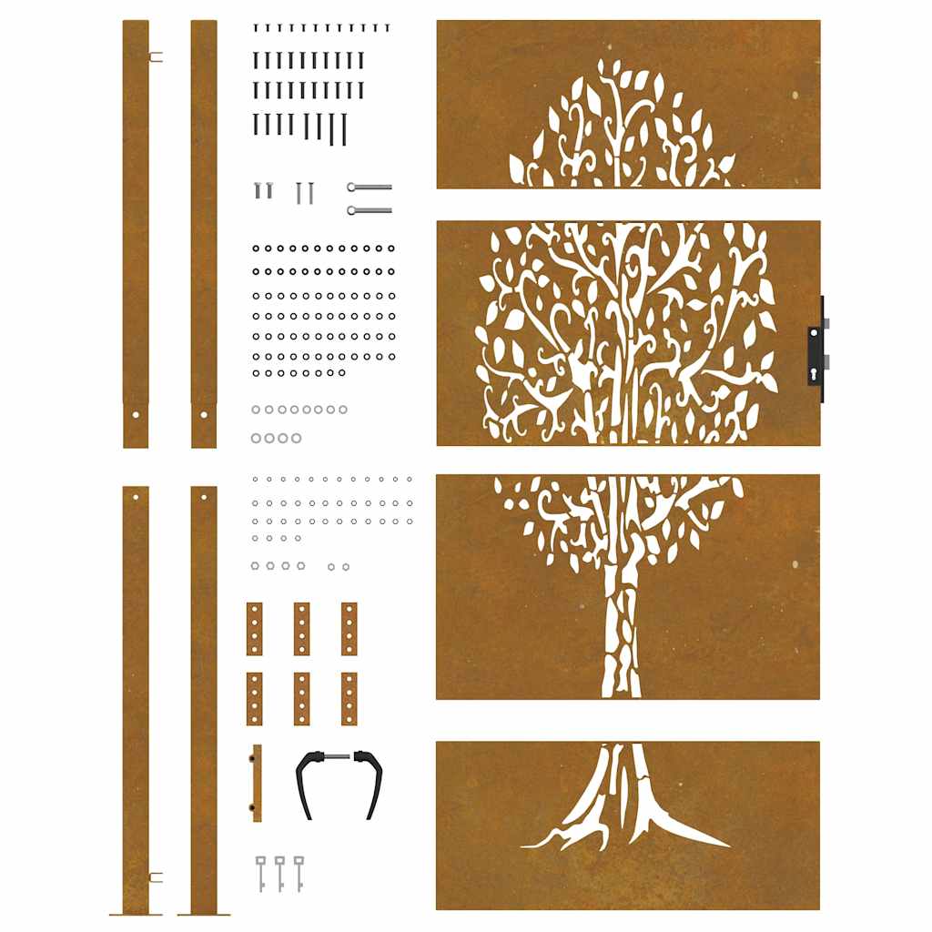 Hageport 100x200 cm cortenstål tredesign