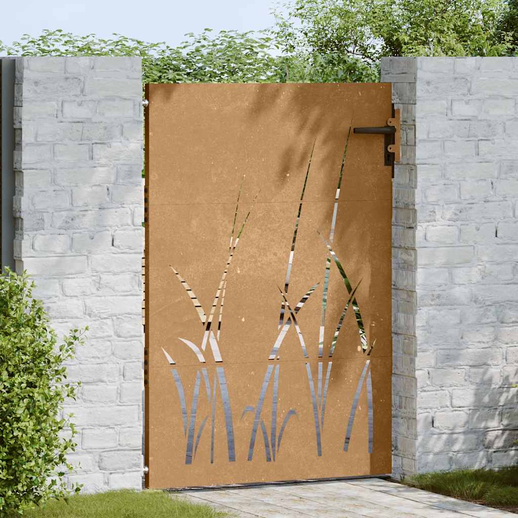 Hageport 85x125 cm cortenstål gressdesign