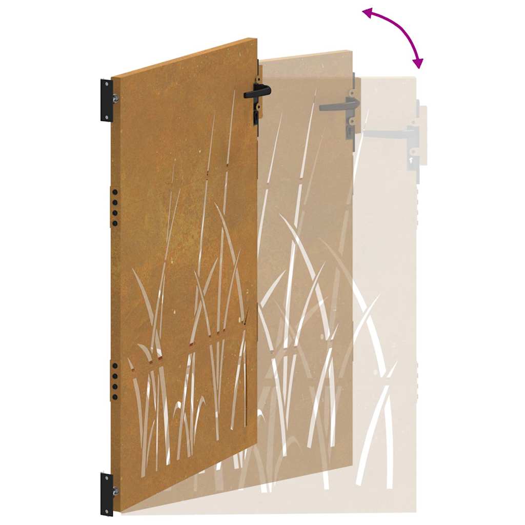 Hageport 85x125 cm cortenstål gressdesign