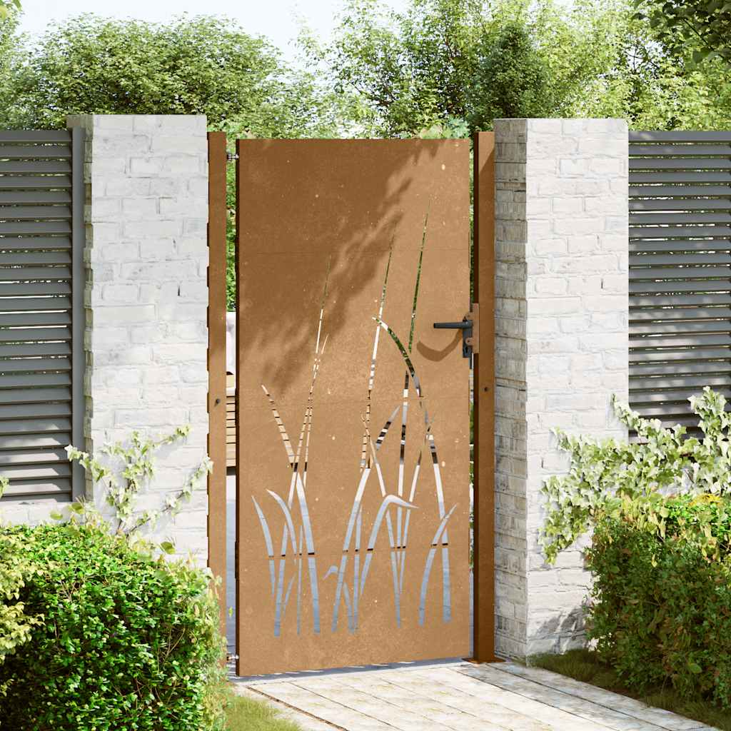 Hageport 100x175 cm cortenstål gressdesign