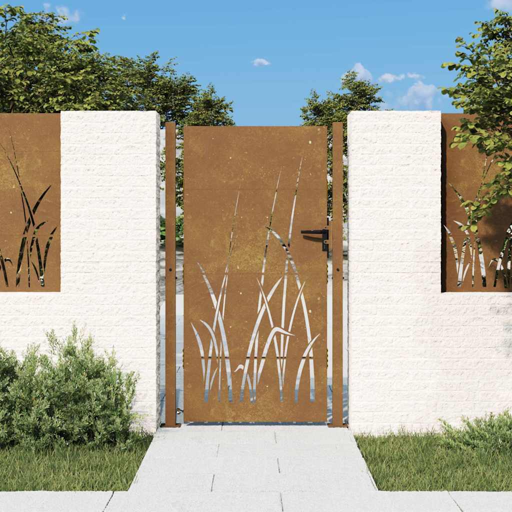 Hageport 100x175 cm cortenstål gressdesign