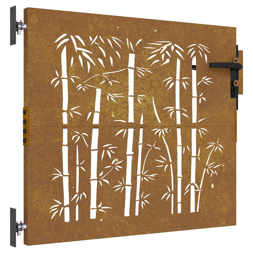 Hageport 85x75 cm cortenstål bambusdesign