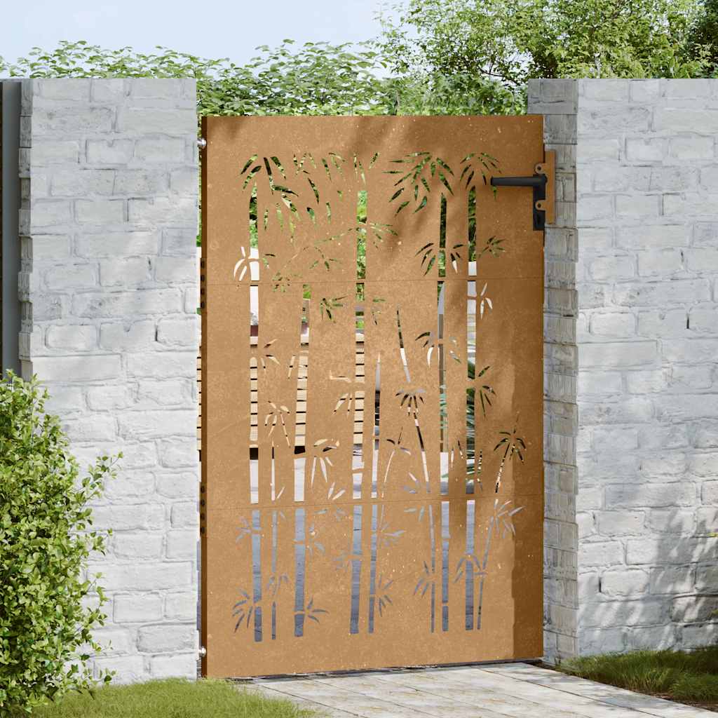 Hageport 85x125 cm cortenstål bambusdesign