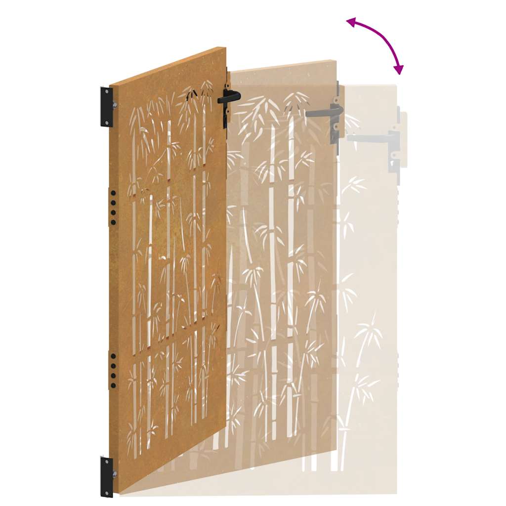 Hageport 85x125 cm cortenstål bambusdesign