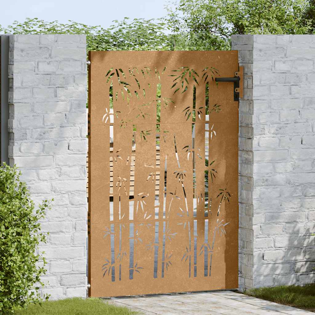 Hageport 85x150 cm cortenstål bambusdesign