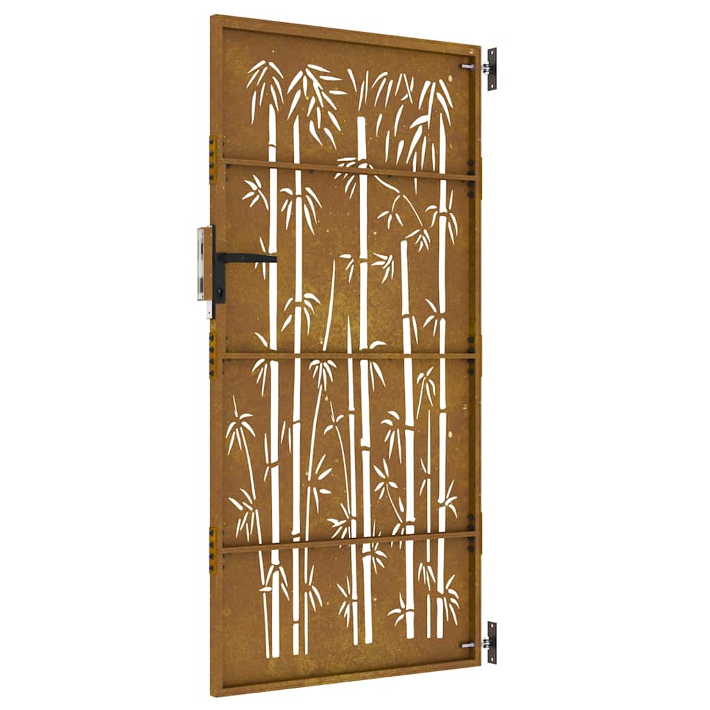 Hageport 85x200 cm cortenstål bambusdesign