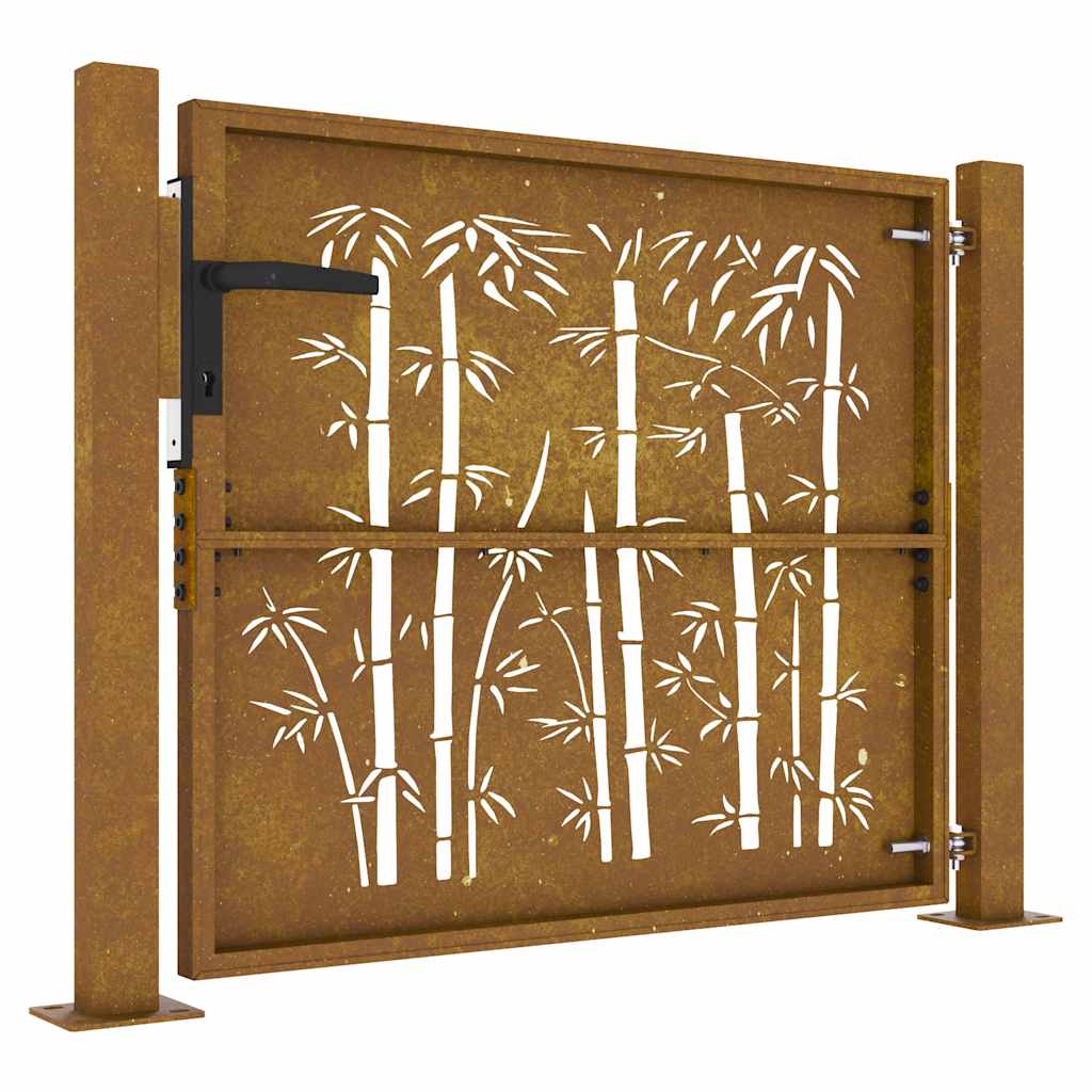 Hageport 100x75 cm cortenstål bambusdesign