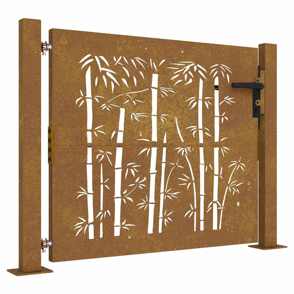 Hageport 100x100 cm cortenstål bambusdesign
