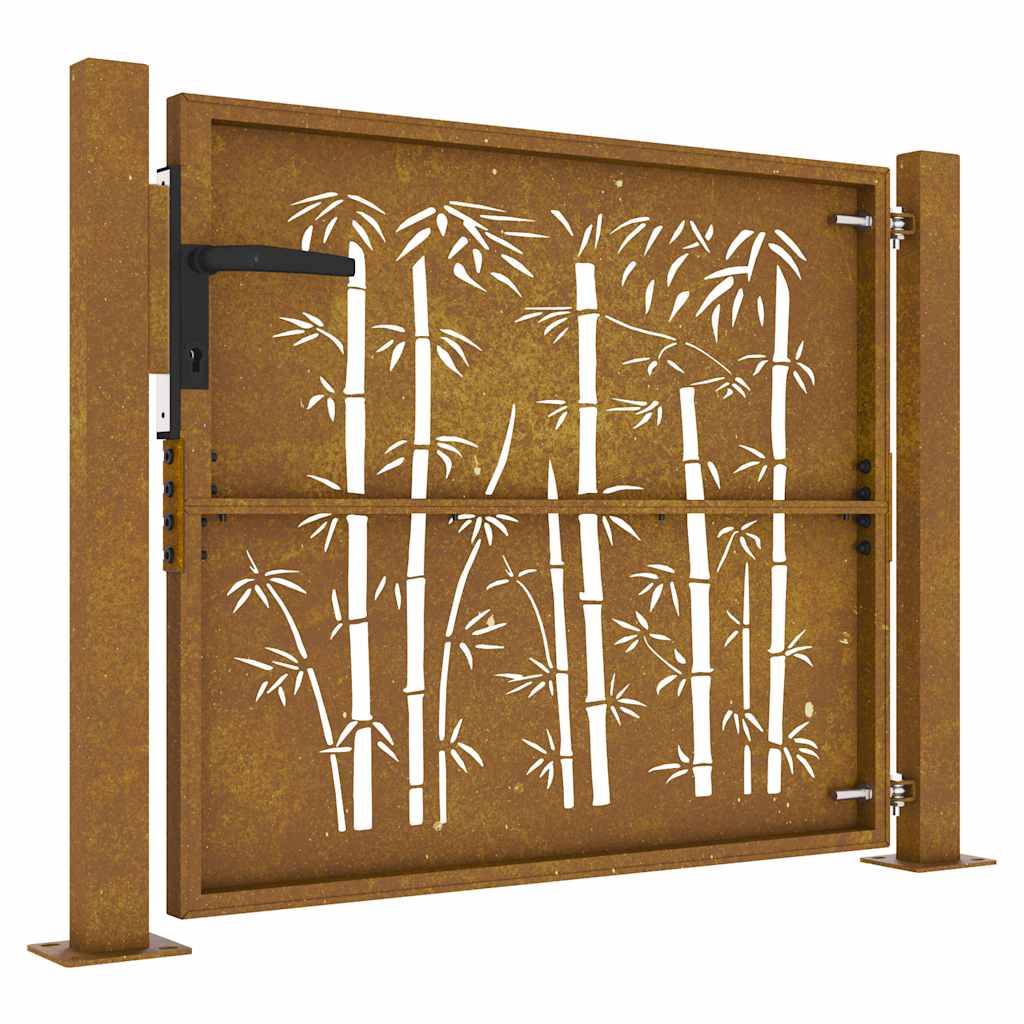 Hageport 100x100 cm cortenstål bambusdesign