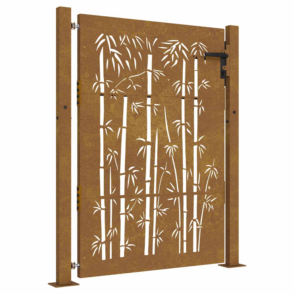 Hageport 100x125 cm cortenstål bambusdesign