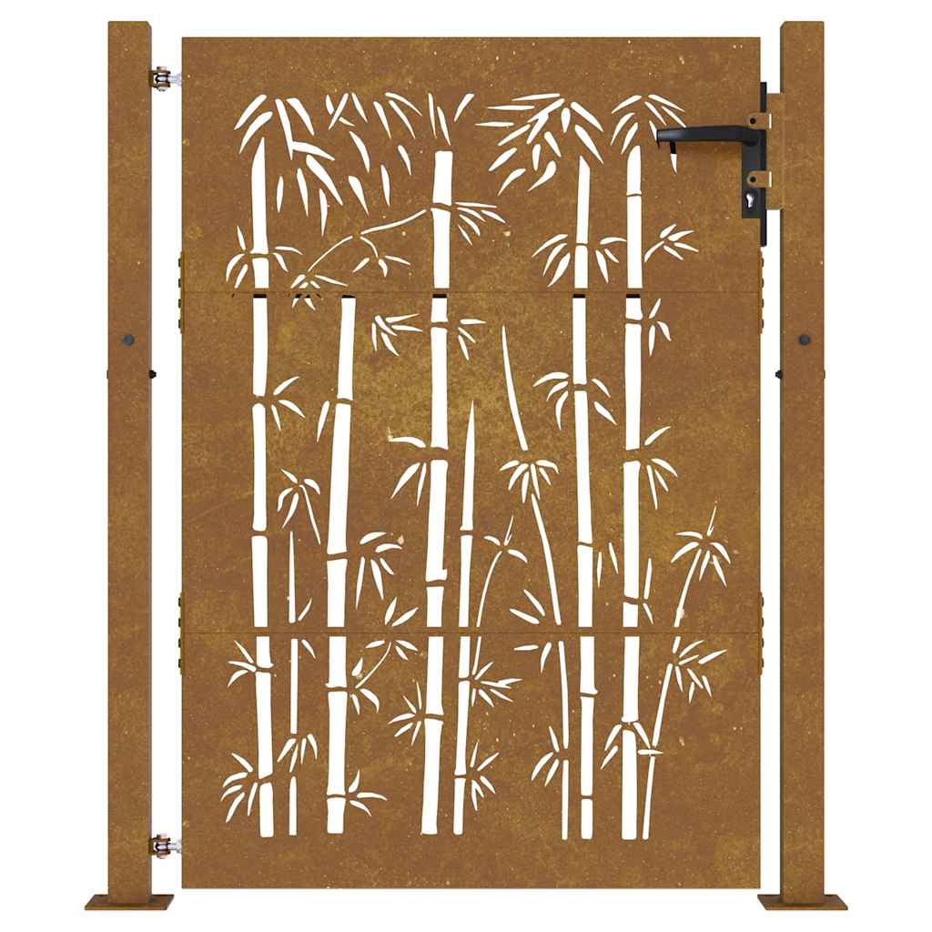 Hageport 100x125 cm cortenstål bambusdesign