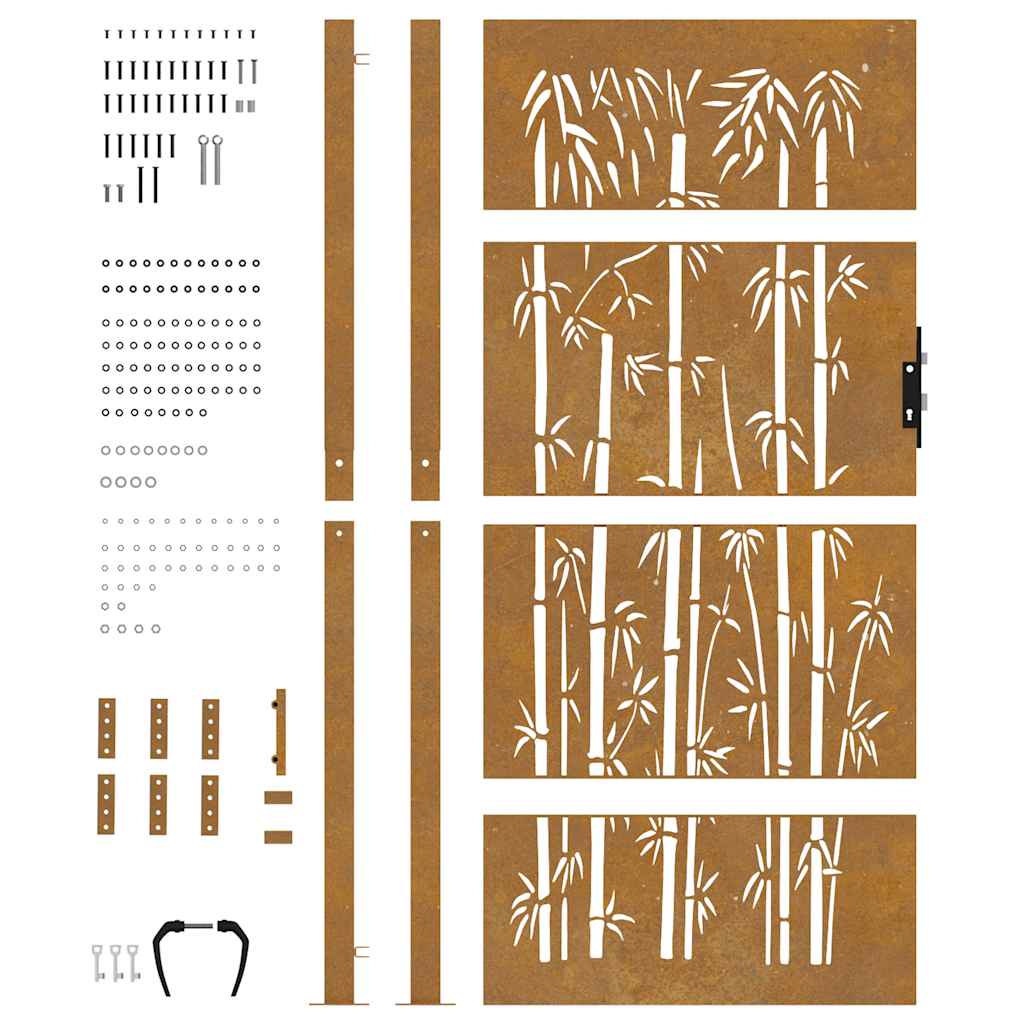Hageport 100x200 cm cortenstål bambusdesign