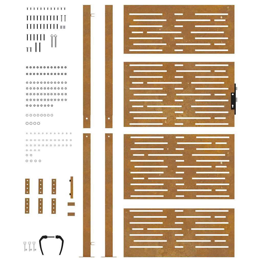 Hageport 100x175 cm cortenstål firkantet design