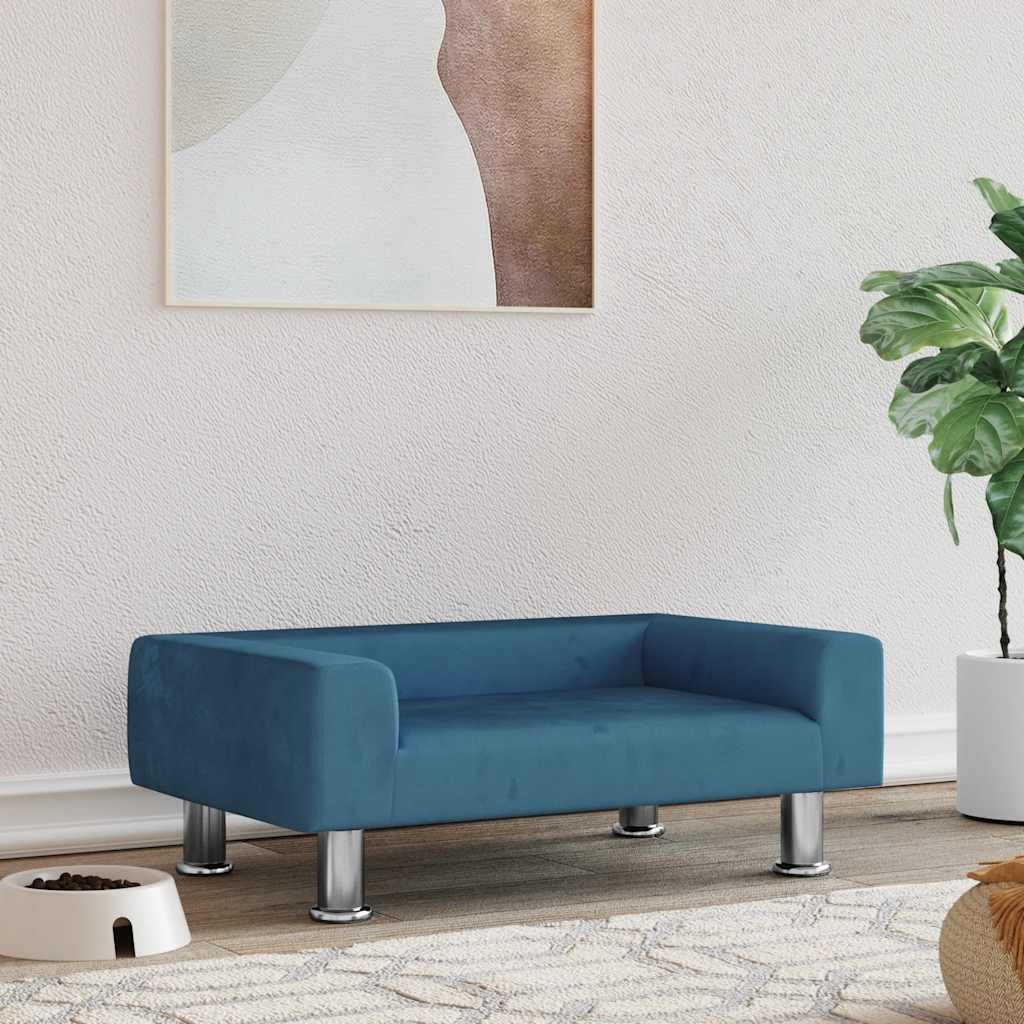 Hundeseng blå 70x45x26,5 cm fløyel