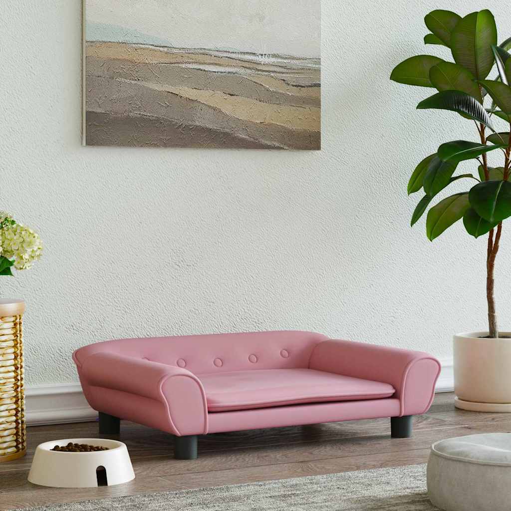 Hundeseng rosa 70x48x22 cm fløyel