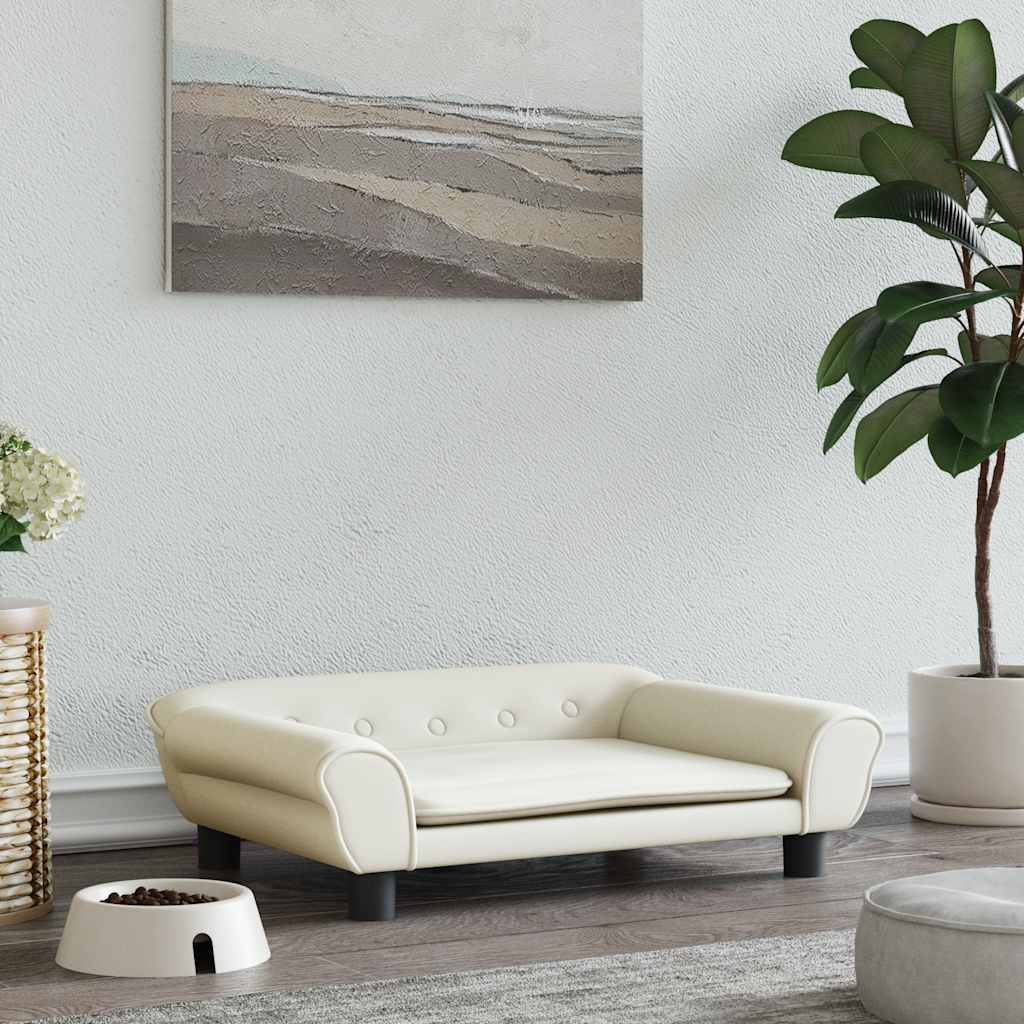Hundeseng Kremfarget 70x48x22 cm fløyel