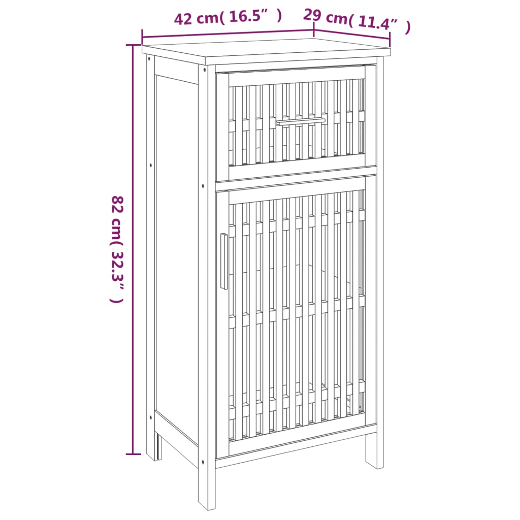 Baderomsskap 42x29x82 cm heltre valnøtt