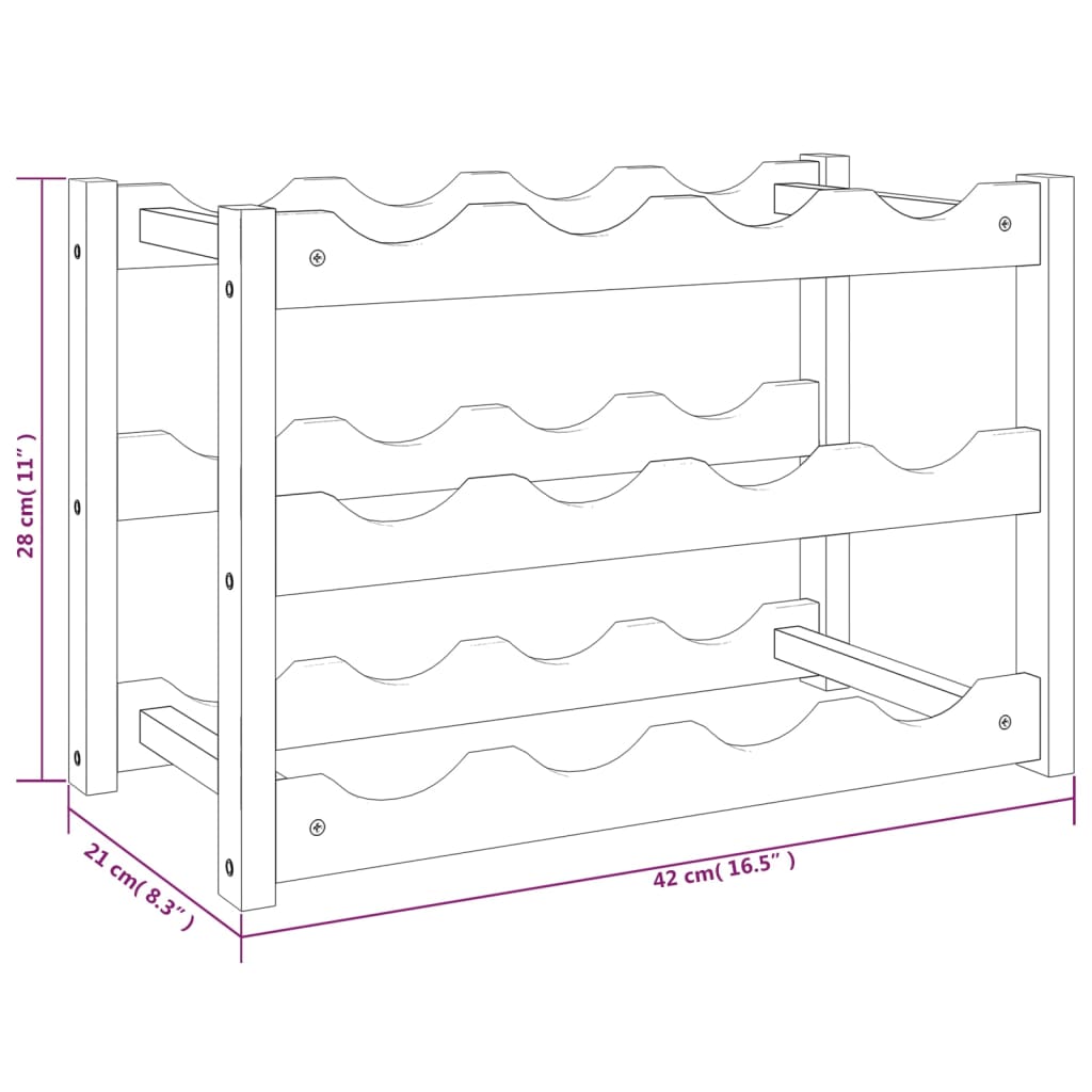 Vinstativ for 12 flasker heltre valnøtt