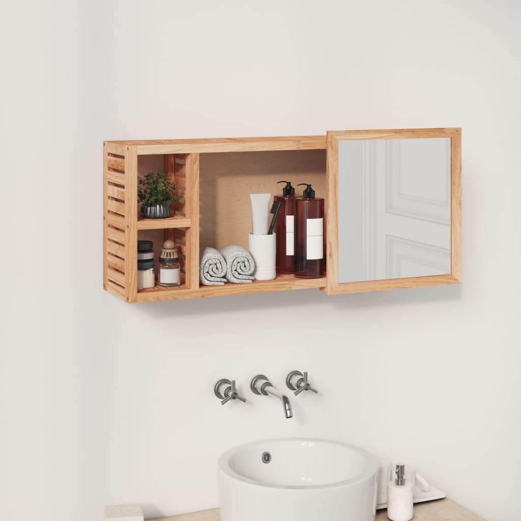 Speilskap 80x17x34 cm heltre valnøtt