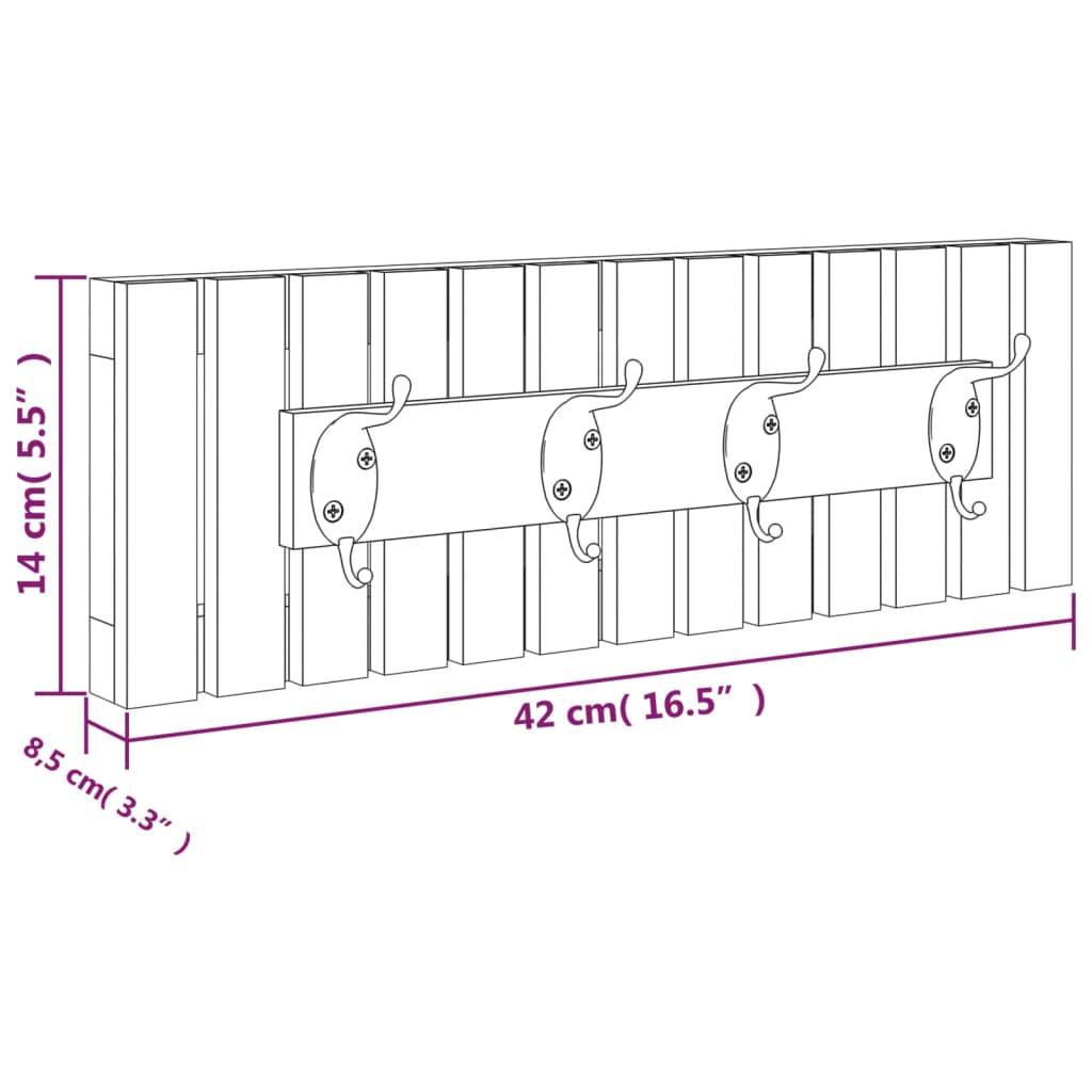 Knaggrekke 42x8,5x14 cm heltre valnøtt