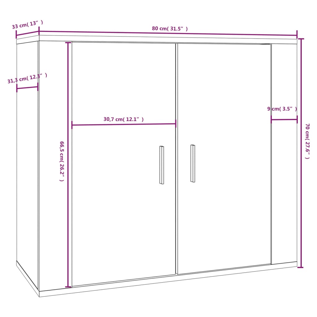 Skjenk sonoma eik 80x33x70 cm konstruert tre vidaXL
