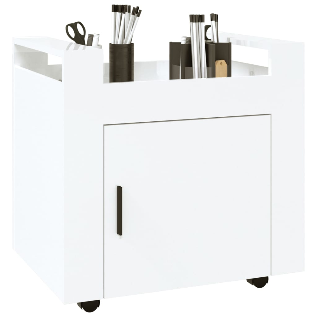 Tralle til skrivebord høyglans hvit 60x45x60 cm konstruert tre
