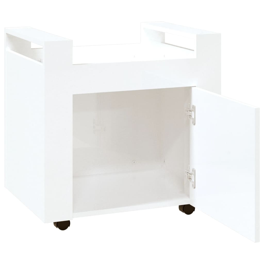 Tralle til skrivebord høyglans hvit 60x45x60 cm konstruert tre