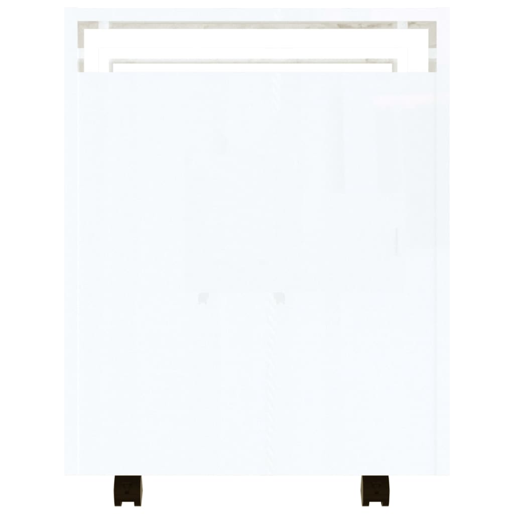 Tralle til skrivebord høyglans hvit 60x45x60 cm konstruert tre