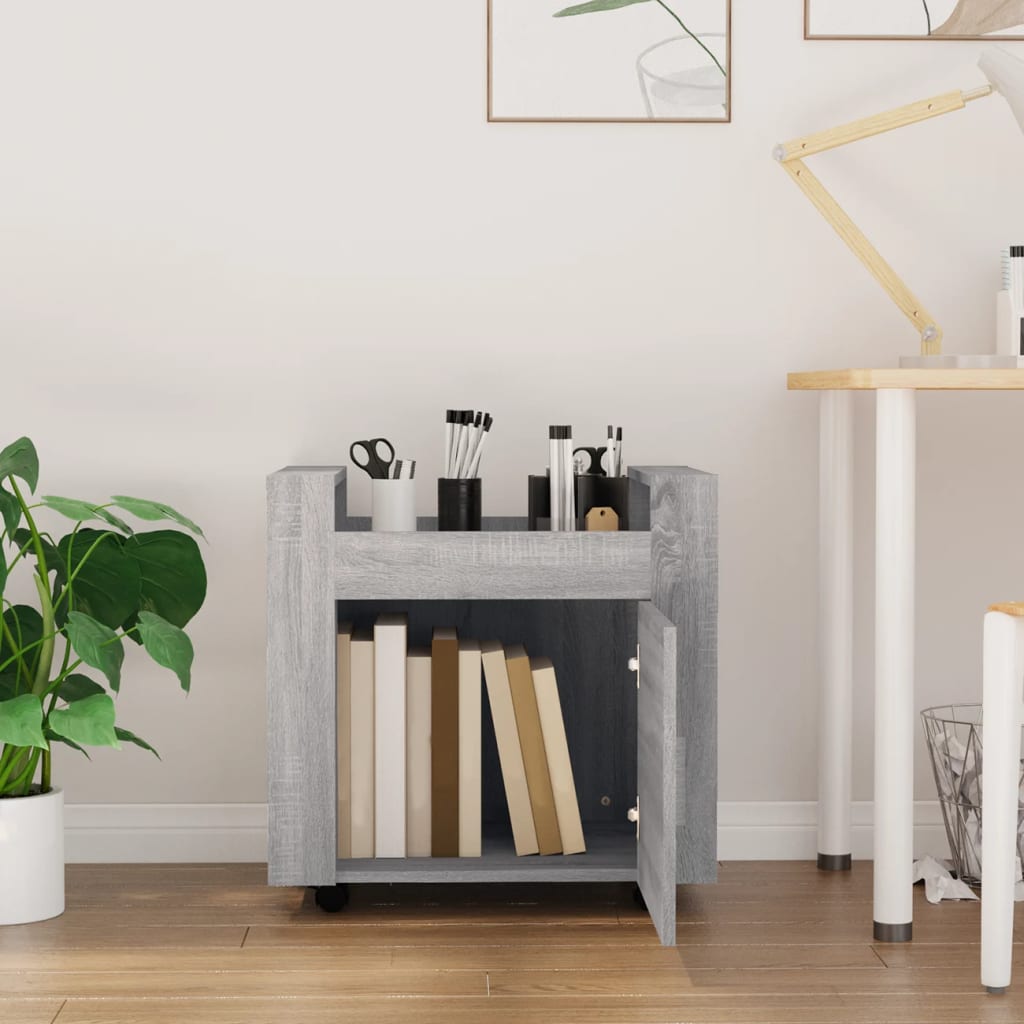 Tralle til skrivebord grå eik 60x45x60 cm konstruert tre