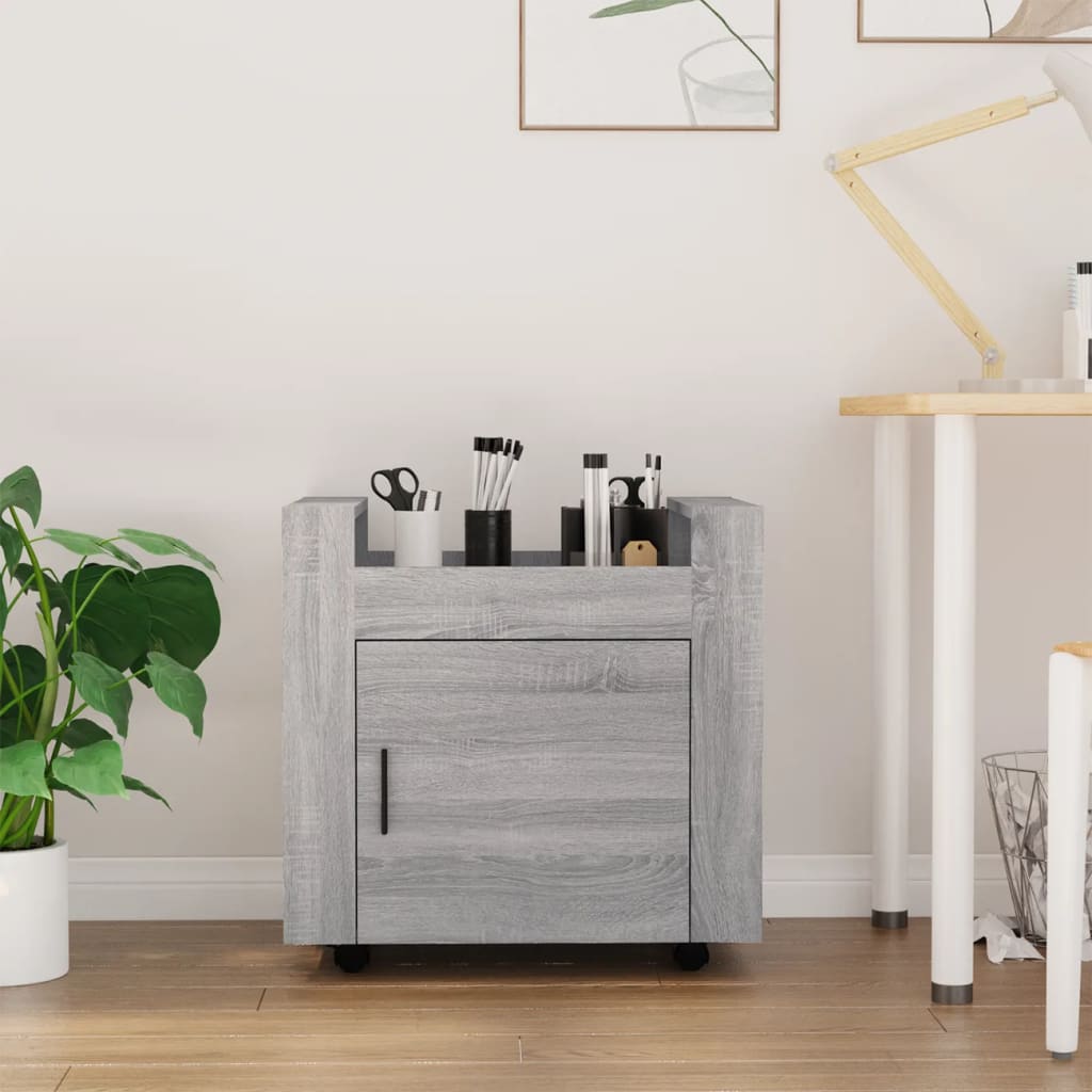 Tralle til skrivebord grå eik 60x45x60 cm konstruert tre