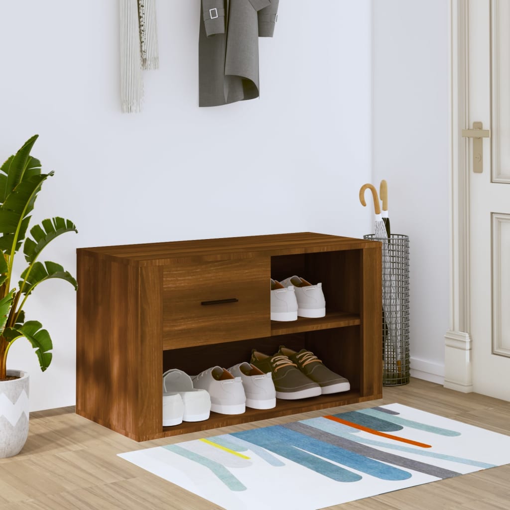 Skoskap brun eik 80x35x45 cm konstruert tre