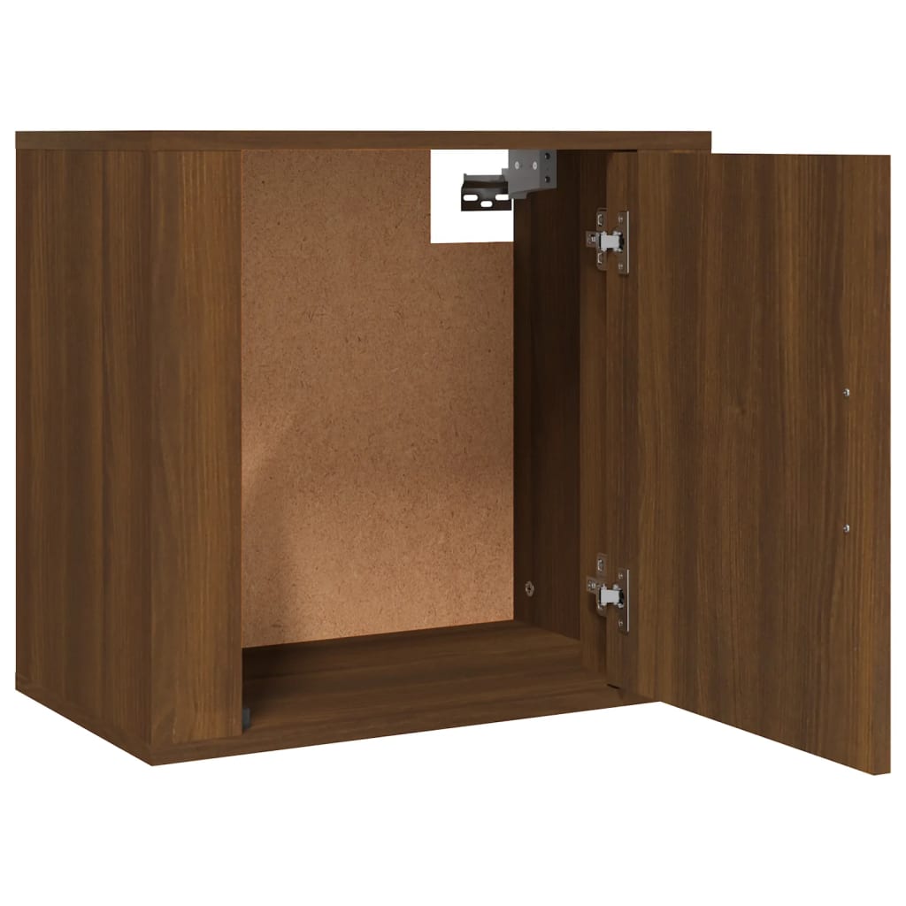 Veggmontert nattbord brun eik 50x30x47 cm