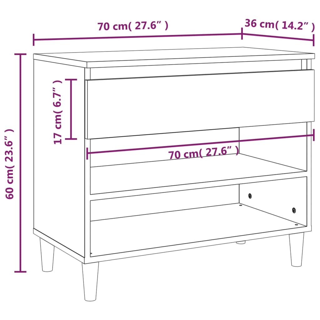 Skoskap røkt eik 70x36x60 cm konstruert tre