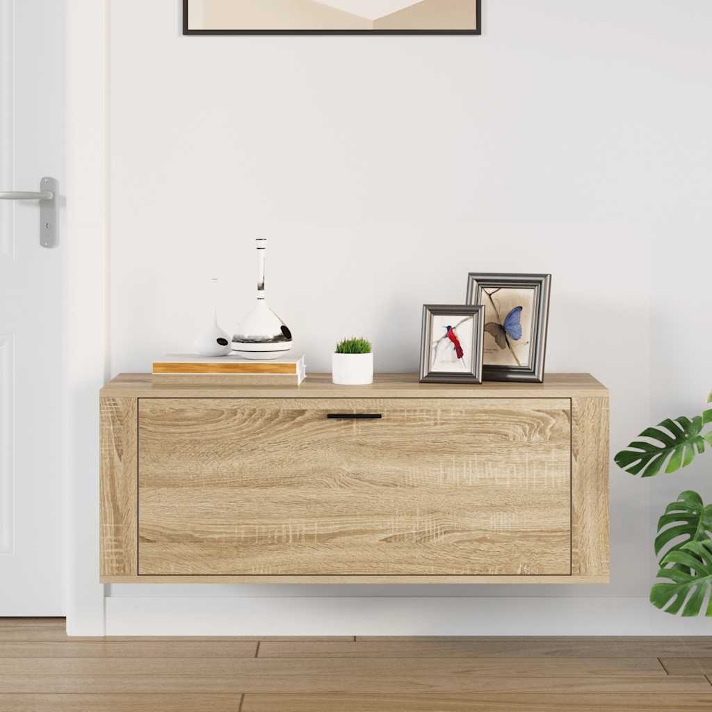 Veggmontert skoskap sonoma eik 100x35x38 cm konstruert tre