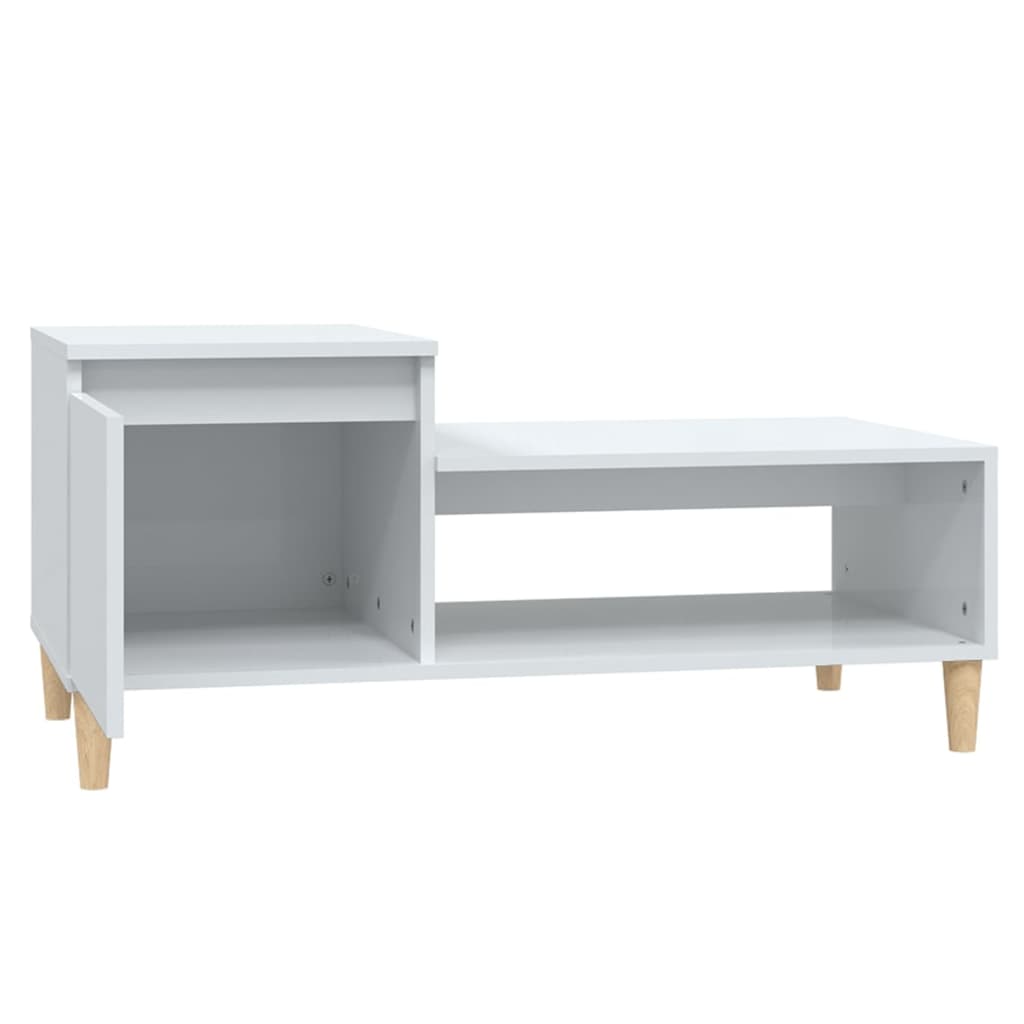 Salongbord høyglans hvit 100x50x45 cm konstruert tre