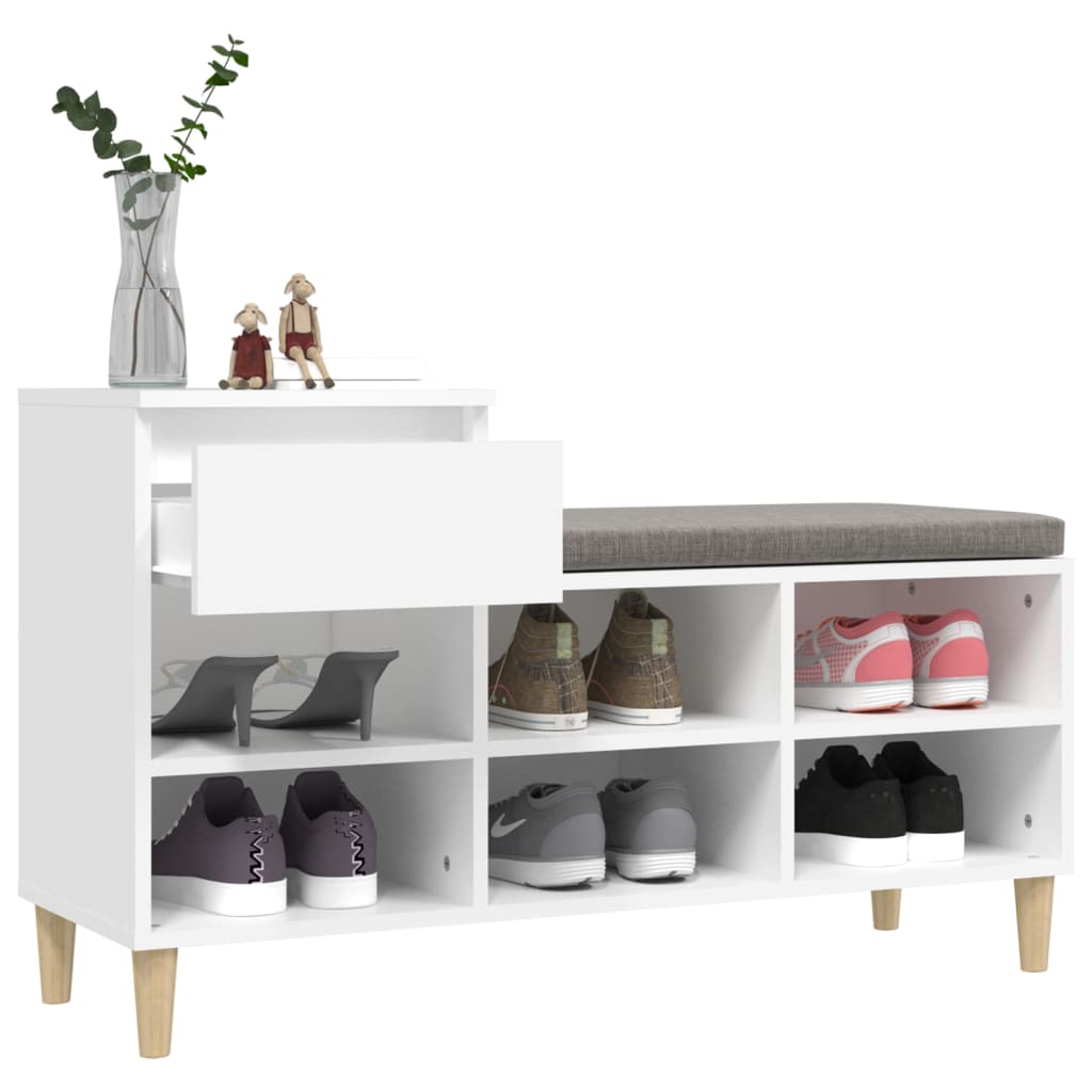 Skoskap hvit 102x36x60 cm konstruert tre
