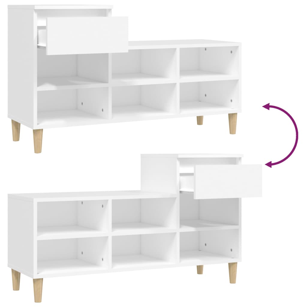 Skoskap hvit 102x36x60 cm konstruert tre