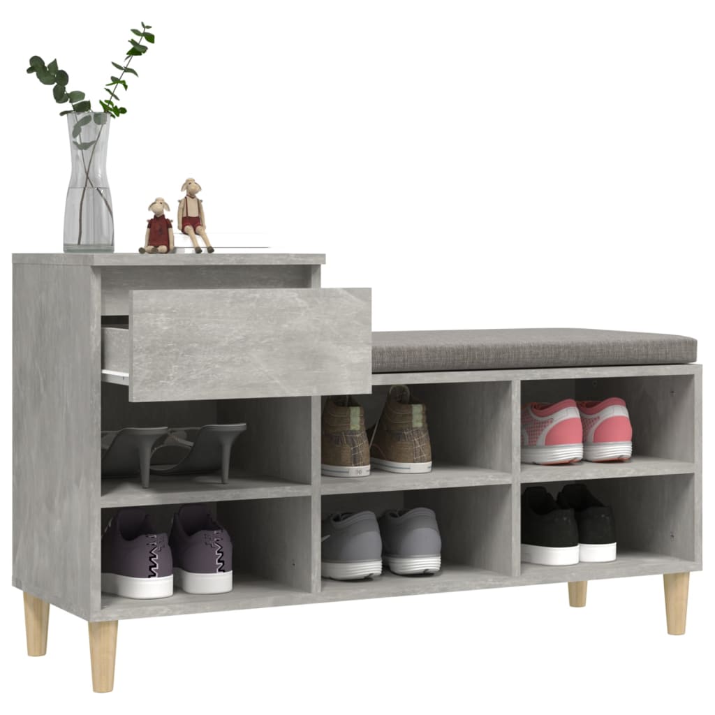 Skoskap betonggrå 102x36x60 cm konstruert tre