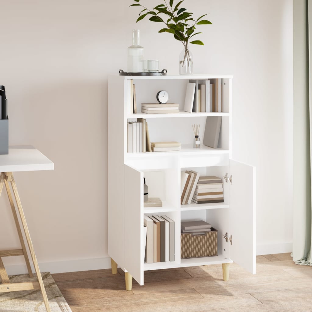 Highboard hvit 60x36x110 cm konstruert tre