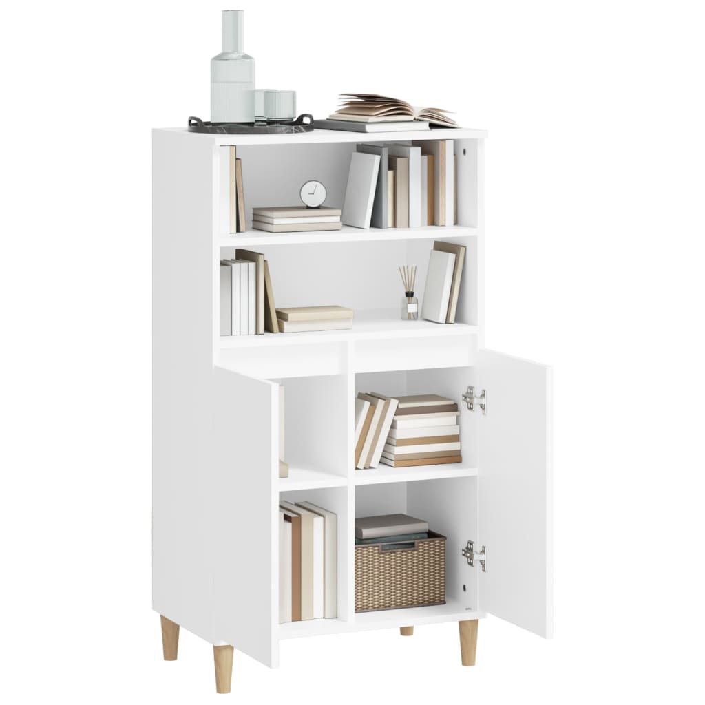 Highboard hvit 60x36x110 cm konstruert tre