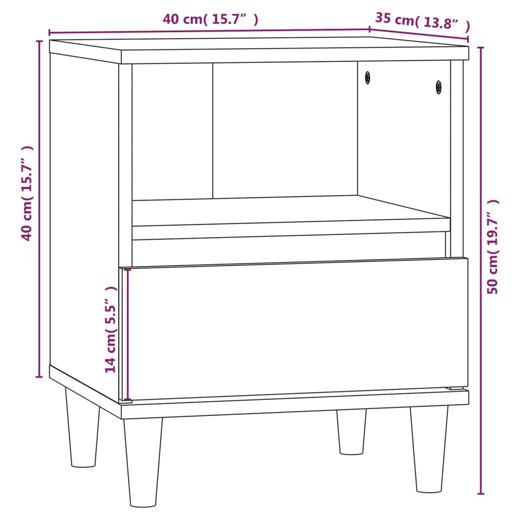 Nattbord 2 stk svart 40x35x50