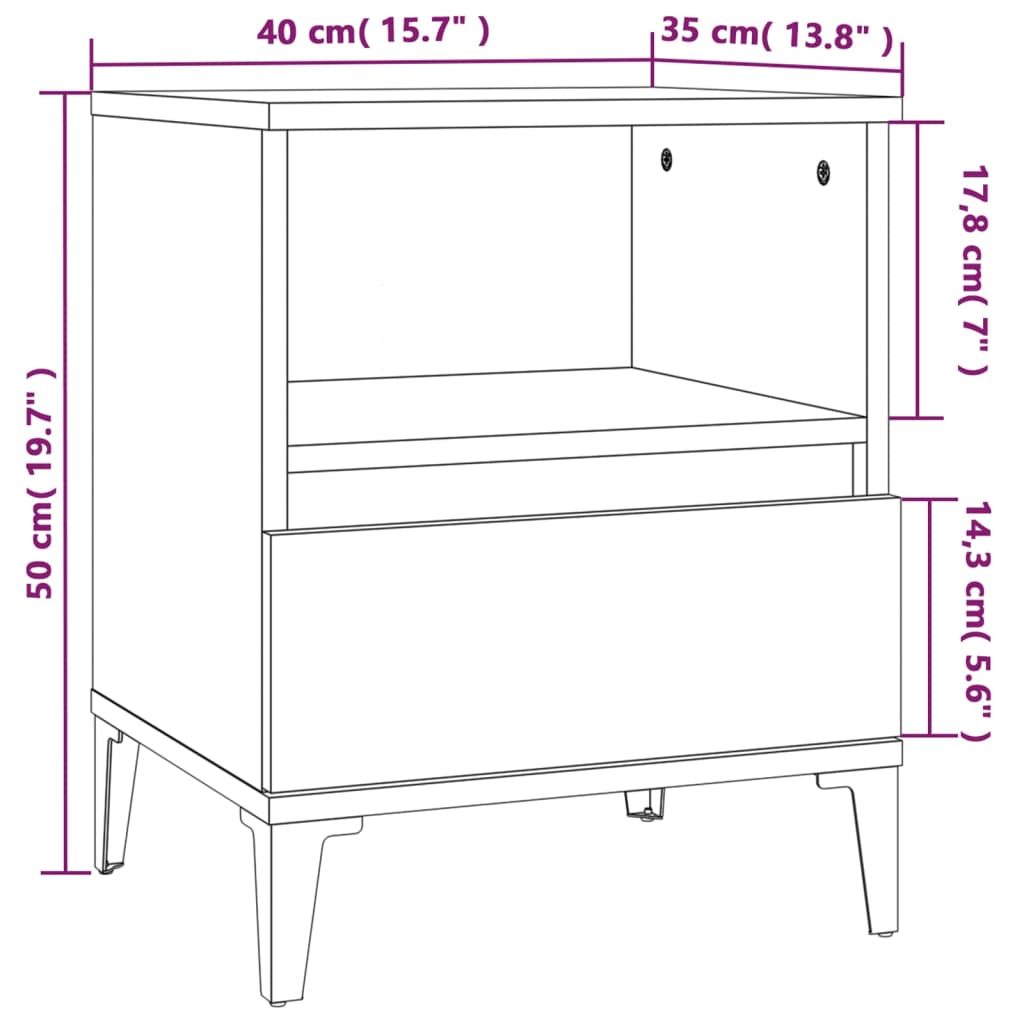 Nattbord sonoma eik 40x35x50 cm vidaXL
