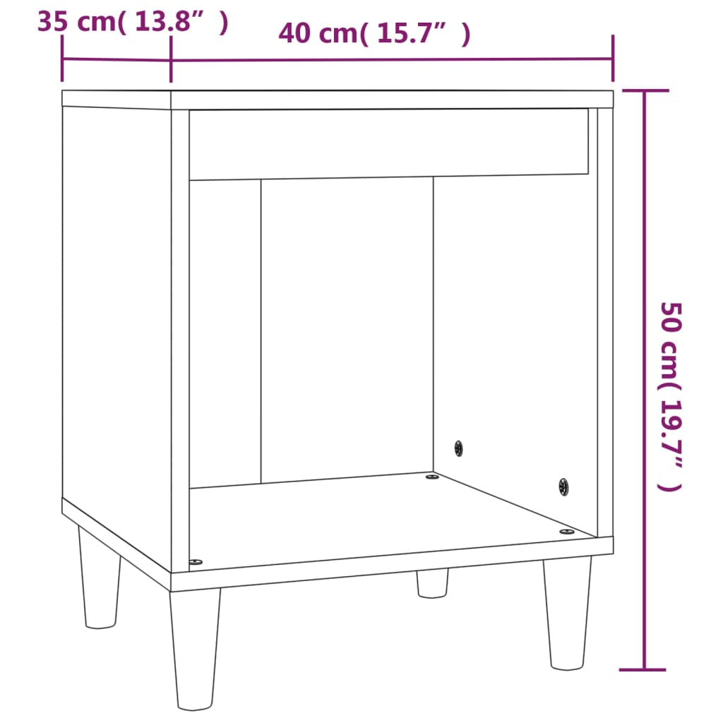Nattbord høyglans hvit 40x35x50 cm konstruert tre