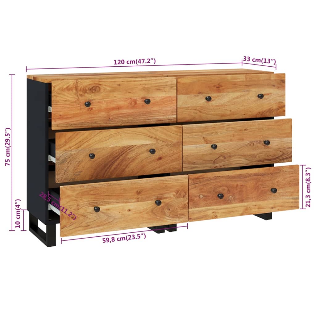 Skjenker 2 stk 60x33x75 cm heltre akasie