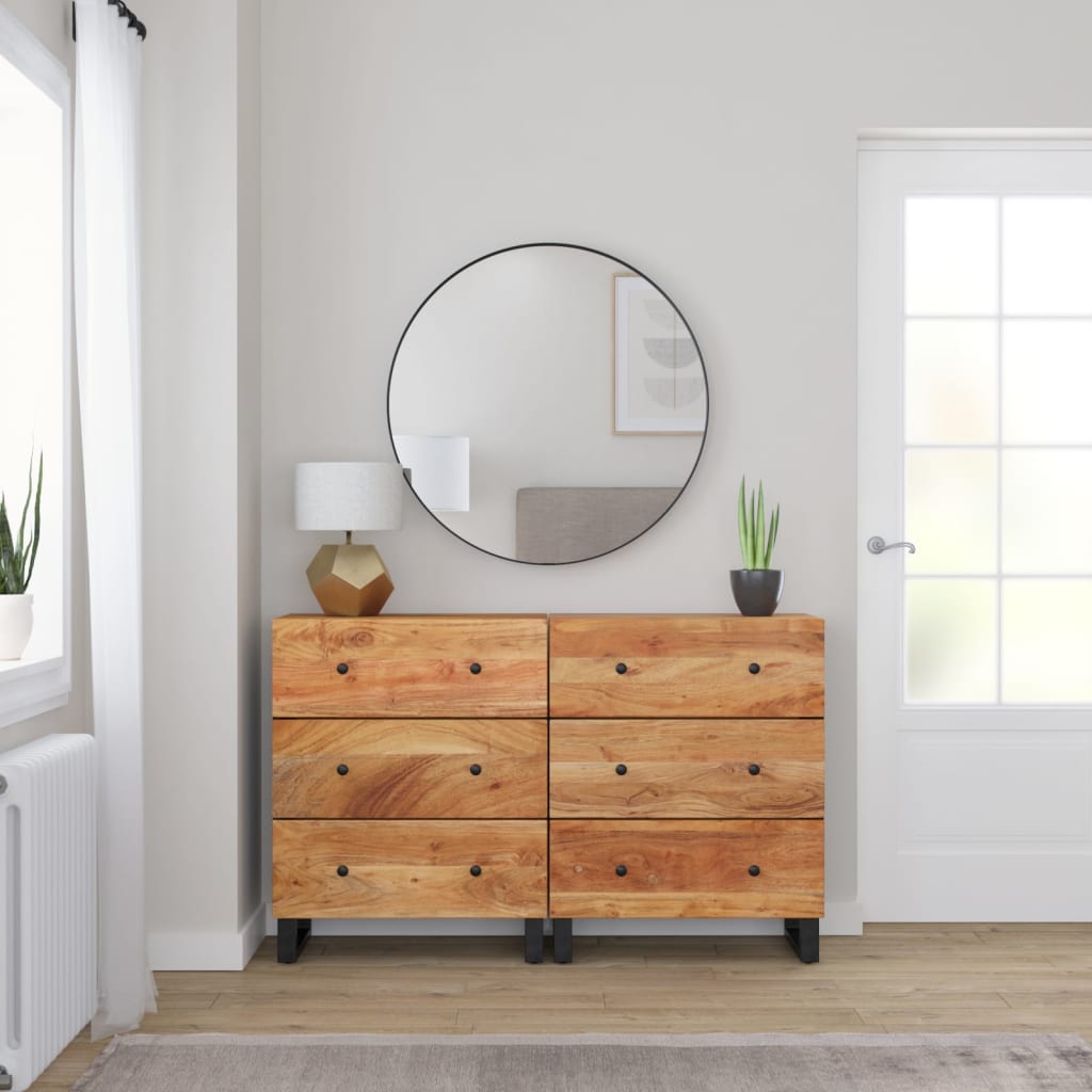 Skjenker 2 stk 60x33x75 cm heltre akasie