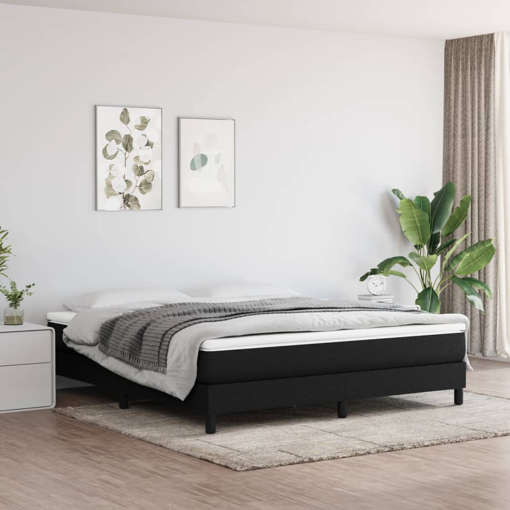 Boxspring-sengeramme boksfjær svart 180x200 cm Super King stoff