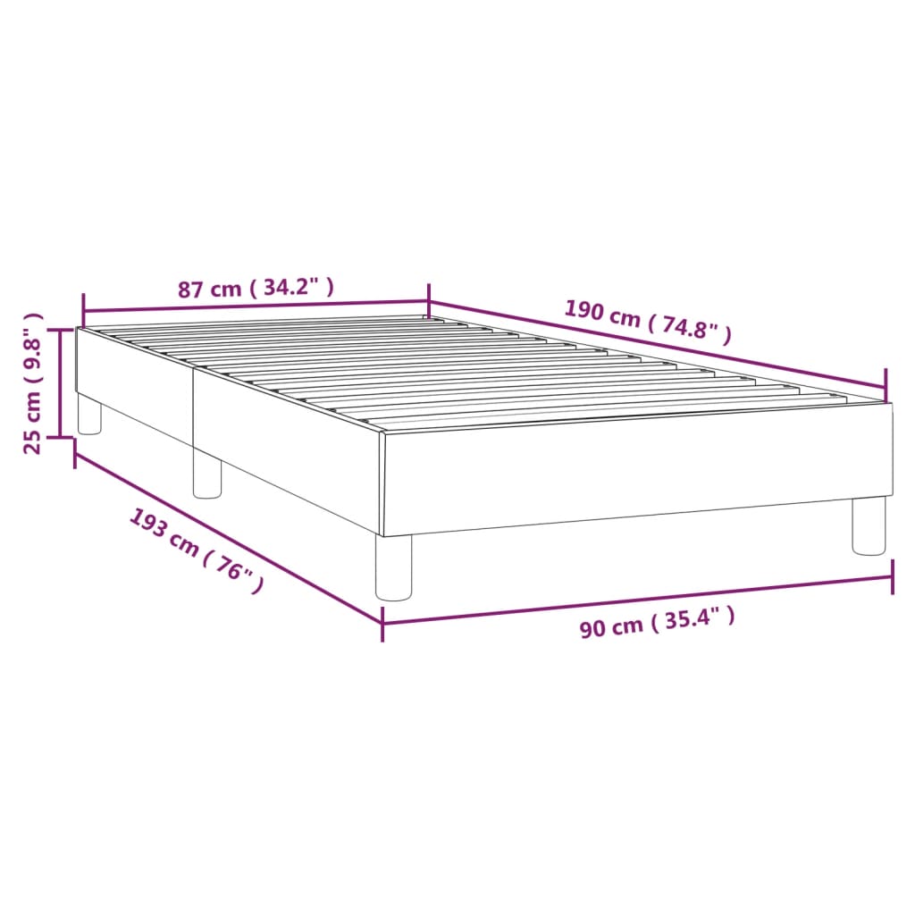 Boxspring-sengeramme svart 90x190 cm Single stoff