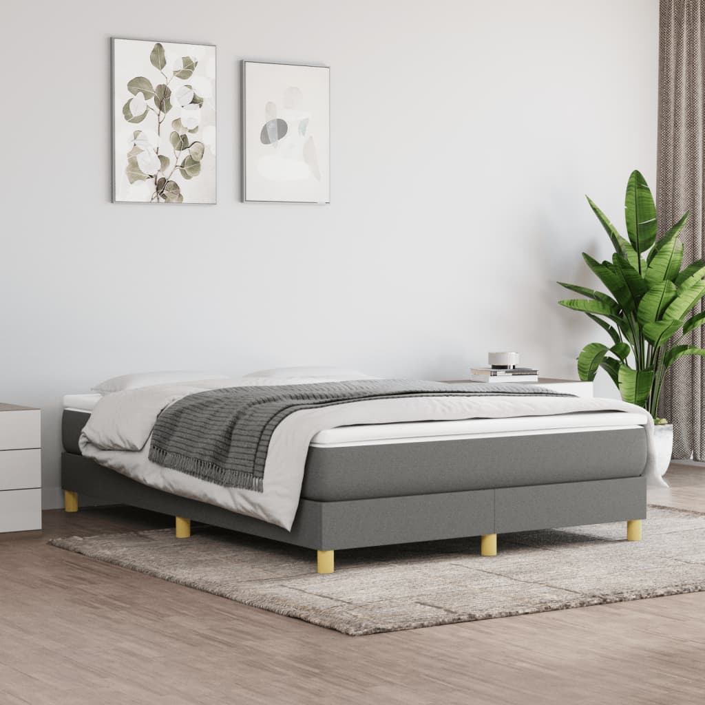 Boxspring-sengeramme mørkegrå 135x190 cm Double stoff