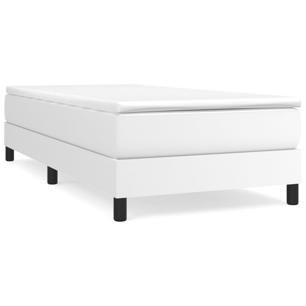 Boxspring-sengeramme hvit 90x190 cm Single kunstskinn