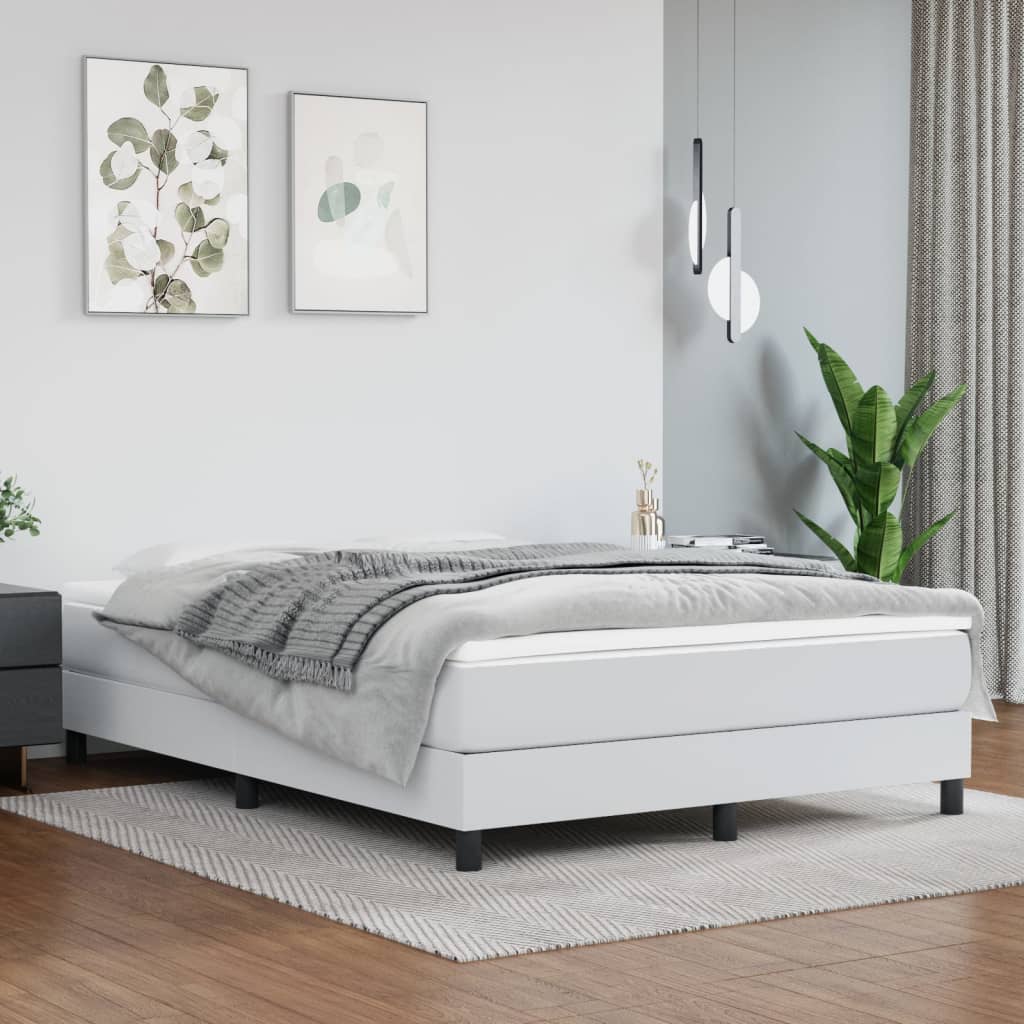 Boxspring-sengeramme hvit 135x190 cm Double kunstskinn